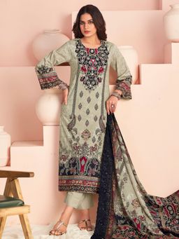 Stylee LIFESTYLE - Taupe Digital Printed Unstitched Kurta with Unstitched Pant and Dupatta