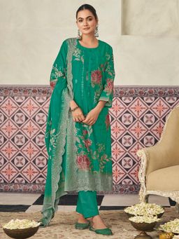 Stylee LIFESTYLE - Green Digital Printed Unstitched Kurta with Unstitched Pant and Dupatta