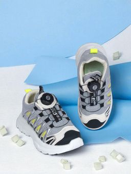 Truffle Collection - Kids Grey Black Mesh Speed Laces Sneakers