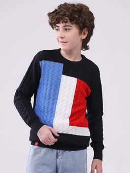 Monte Carlo - Boys Multi-Color Colorblock Full Sleeves Sweater