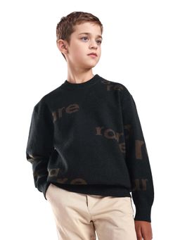 RARE ONES - Boys Dio Dark Green Relaxed Fit Sweater
