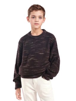 RARE ONES - Boys Malto Brown Acrylic Regular Fit Sweater
