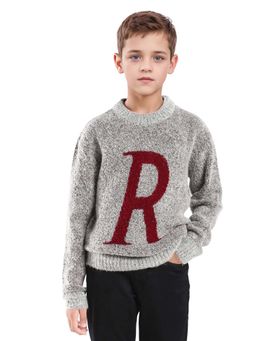 RARE ONES - Boys Raz Grey Acrylic Blend Regular Fit Sweater