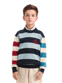 RARE ONES - Boys Multi-Color Striped Relaxed Fit Sweater