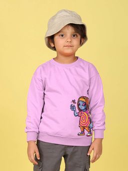 Nusyl - Boys Lavender Jadu Graphic Printed Oversized Sweatshirt