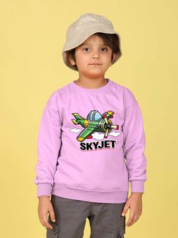 Nusyl - Boys Lavender Graphic Printed Oversized Sweatshirt