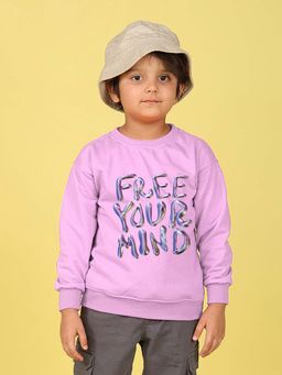 Nusyl - Boys Lavender Free Your Mind Text Printed Sweatshirt