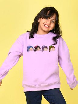 Nusyl - Girls Lavender Graphic Printed Full Sleeves Sweatshirt