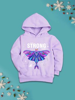 Nusyl - Girls Fleece Warm Graphic Printed Pullover Hoodie - Lavender