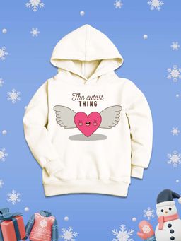 Nusyl - Girls Fleece Warm Graphic Printed Pullover Hoodie - White