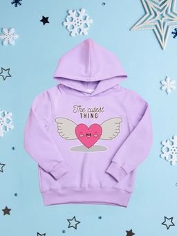 Nusyl - Girls Fleece Warm Graphic Printed Pullover Hoodie - Lavender