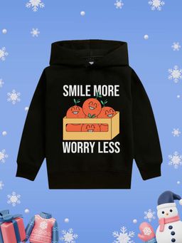 Nusyl - Girls Fleece Graphic Printed Warm Pullover Hoodie - Black