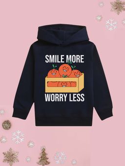 Nusyl - Girls Fleece Graphic Printed Warm Pullover Hoodie - Navy Blue