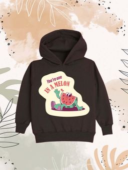 Nusyl - Girls Fleece Graphic Printed Warm Pullover Hoodie - Brown