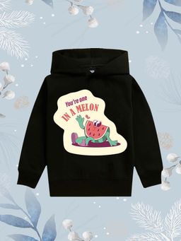 Nusyl - Girls Fleece Graphic Printed Warm Pullover Hoodie - Black