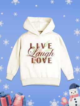 Nusyl - Girls Fleece Typography Warm Pullover Hoodie - White