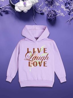 Nusyl - Girls Fleece Typography Warm Pullover Hoodie - Lavender