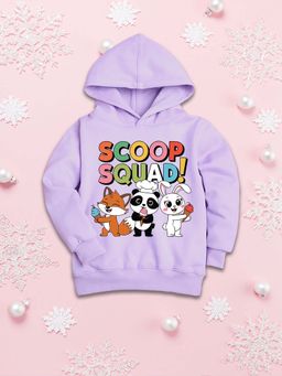 Nusyl - Girls Fleece Graphic Printed Warm Pullover Hoodie - Lavender