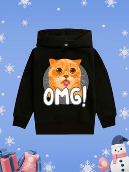 Nusyl - Girls Fleece Warm Graphic Printed Pullover Hoodie - Black