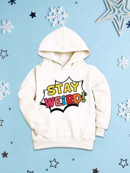 Nusyl - Girls Fleece Typography Warm Pullover Hoodie - White