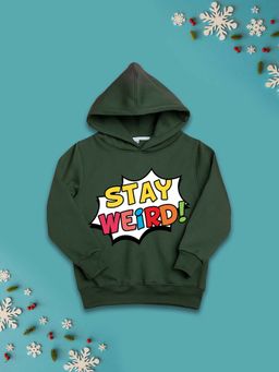 Nusyl - Girls Fleece Typography Warm Pullover Hoodie - Olive