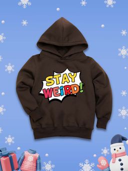 Nusyl - Girls Fleece Typography Warm Pullover Hoodie - Dark Brown