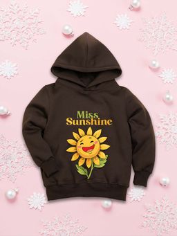 Nusyl - Girls Fleece Graphic Printed Warm Pullover Hoodie - Brown