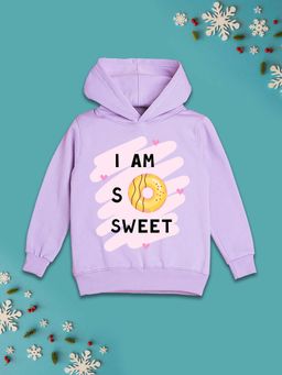 Nusyl - Girls Fleece Typography Warm Pullover Hoodie - Lavender