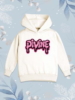 Nusyl - Girls Fleece Warm Printed Pullover Hoodie - White