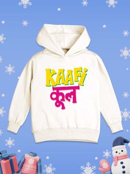 Nusyl - Girls Fleece Warm Typography Pullover Hoodie - White