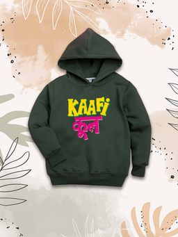 Nusyl - Girls Fleece Warm Typography Pullover Hoodie - Olive