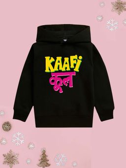 Nusyl - Girls Fleece Warm Typography Pullover Hoodie - Black