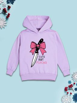 Nusyl - Girls Fleece Warm Graphic Printed Pullover Hoodie - Lavender