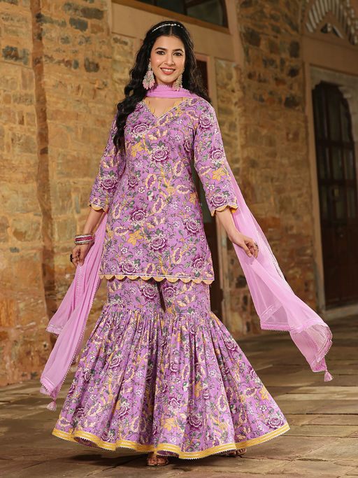 Lavender Bloom Sharara Set