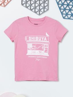 max - Girls Printed T-shirt-Pink