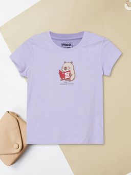 max - Girls Printed T-shirt-Lavender
