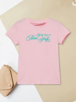 max - Girls Typography T-shirt-Pink