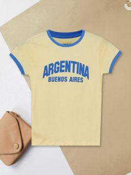 max - Girls Typography T-shirt-Yellow