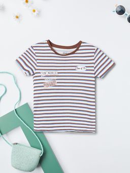 max - Girls Striped T-shirt-Multi-Color