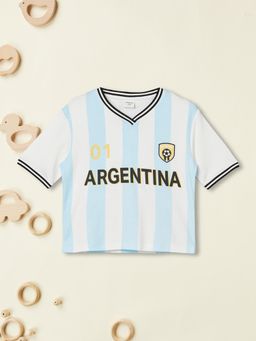 max - Girls Striped Argentina T-shirt-Blue