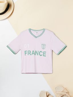 max - Girls Printed Sports T-shirt-Purple