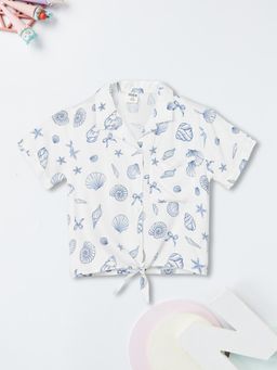 max - Girls Printed Boxy Shirt-White