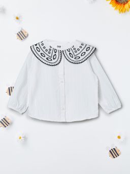 max - Girls Embroidered Top-White