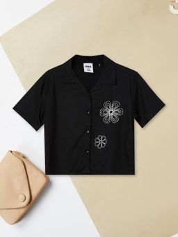 max - Girls Embroidered Shirt-Black