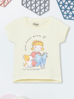 max - Girls Printed T-shirt-Yellow