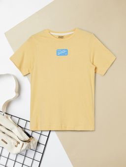 max - Boys Solid T-shirt-Yellow