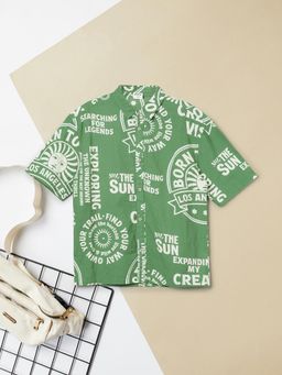 max - Boys Printed Oversized Shirt-Green
