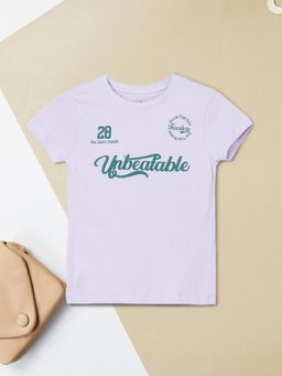 max - Girls Typography T-shirt-Lavender
