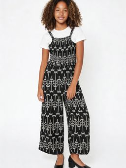 max - Girls Printed Jumpsuit with T-shirt-Black