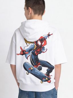max - Boys Spider-Man Print Hooded T-shirt-White